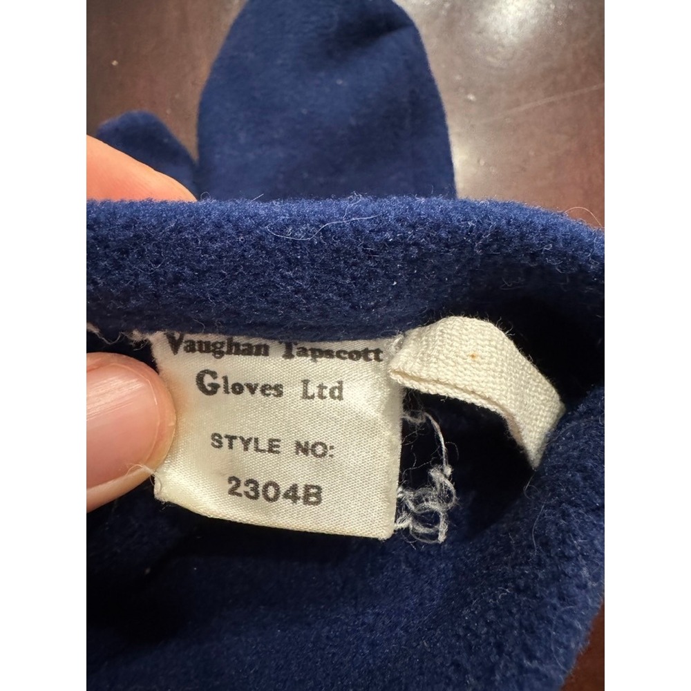 Vintage Vaughan Tapscott Gloves Ltd Blue Fleece Mittens 2304b Made In Uk Large View 5